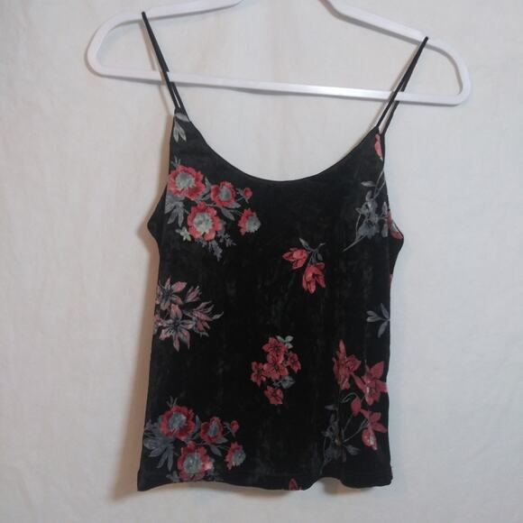 LUSH Black Velvet Floral Crop Tank Top Twist Front Camisole Dark  Size XS - Picture 7 of 7